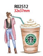 Popular Coffee Brand 30pcs/lot Acrylic Resins Cartoon Pattern Planar Resin Printed for DIY Decoration: R02512