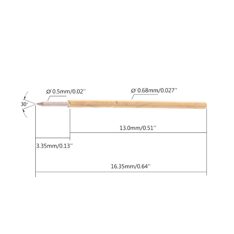 100 Pcs Spring Test Probe Pogo Pin P50-B1 Dia 0.5mm Length 16.35mm