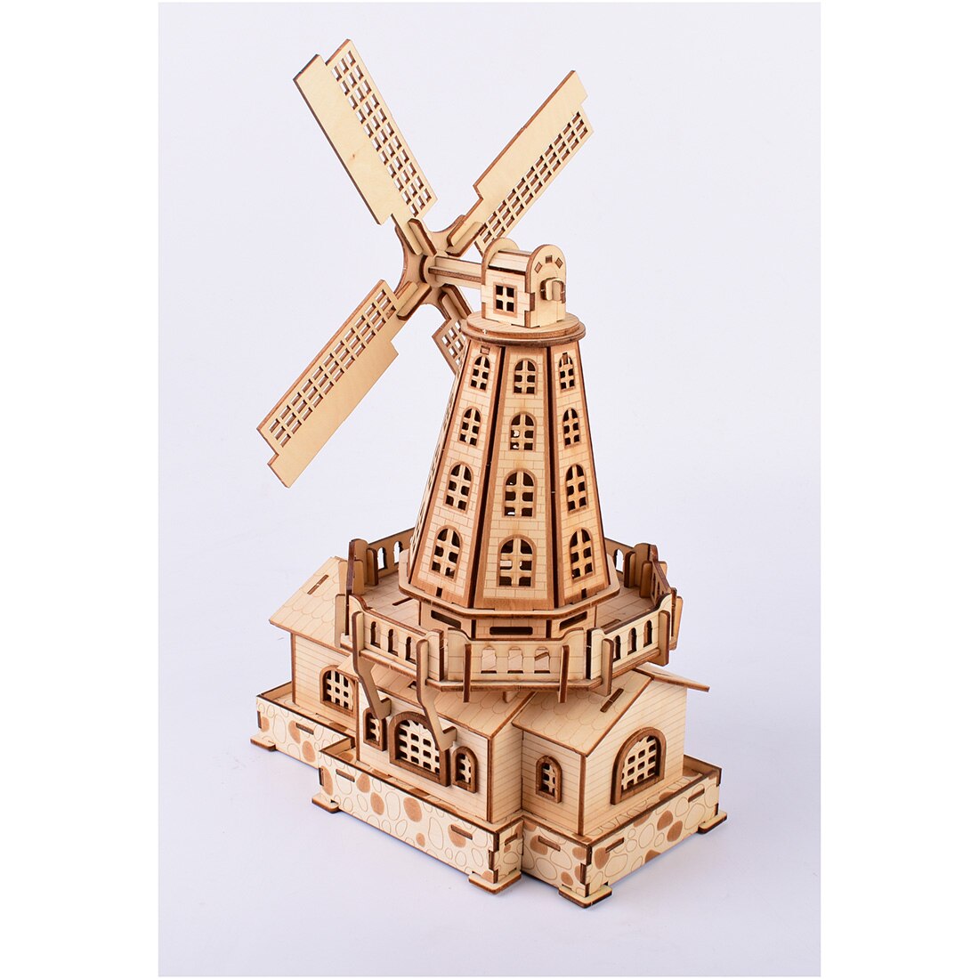 Beroemde Nationale Attracties Hoge Precisie Lasersnijden Puzzel 3D Houten Puzzel Modelbouw Kits-Nederlandse Windmolen