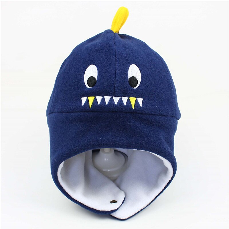 Gorro con solapa para la oreja para niña y niño, con patrón gorrito de lana de animales para niño y niña, accesorio cálido para esquiar, accesorios para bebés para exteriores: Dark Blue