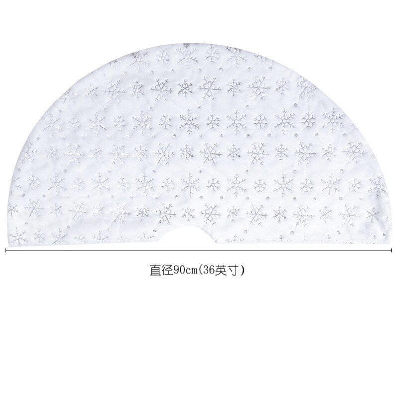 Modieuze Kerstboom Rok Sneeuwvlok Borduren Boom Rok Kerst Golden/Silver Home Decoratie Kerstboom Rok: Zilver / 90 CM