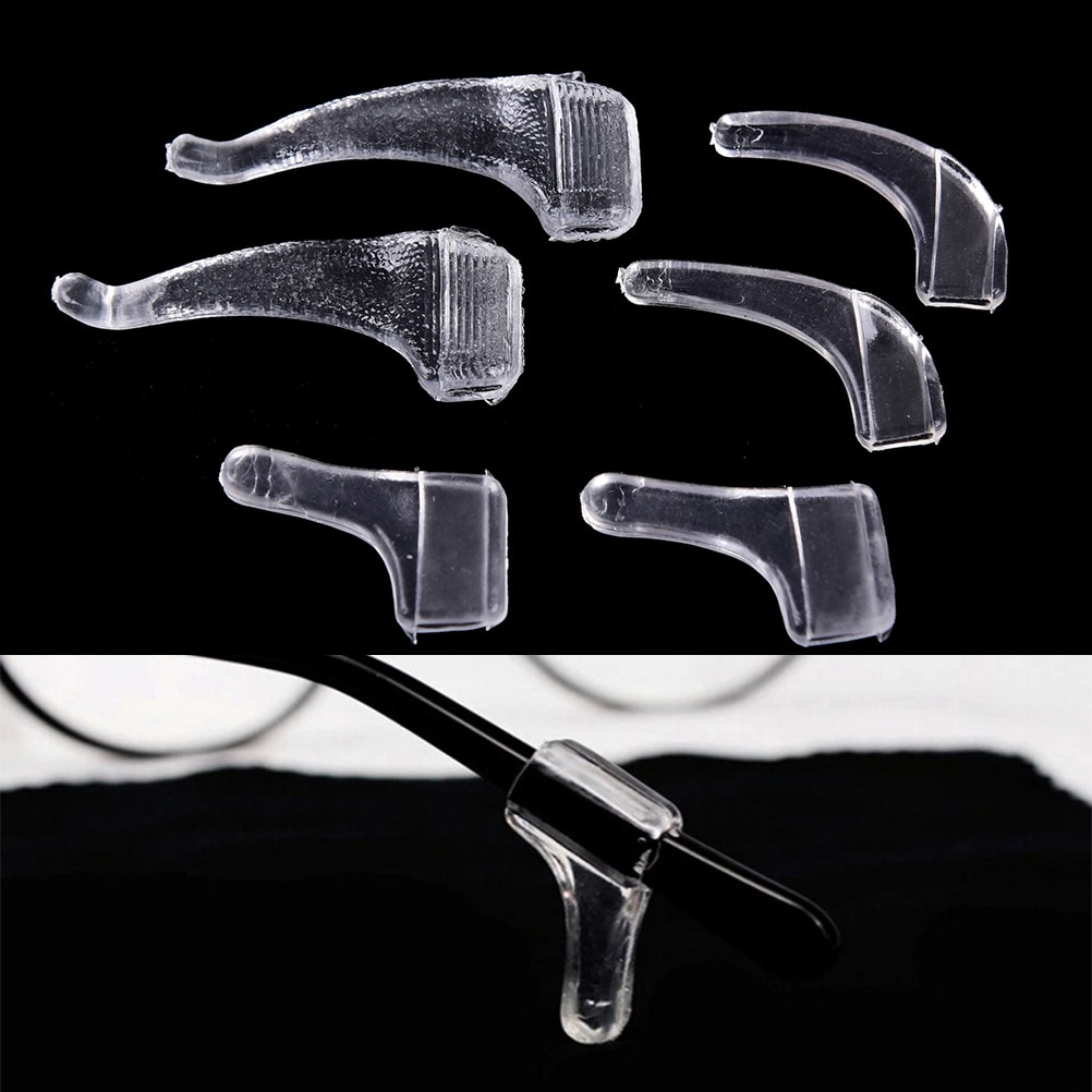 10 par / pakke, blødt briller gennemsigtig anti-slip silikone ørekrog tempelspidsholder øjebriller tilbehør