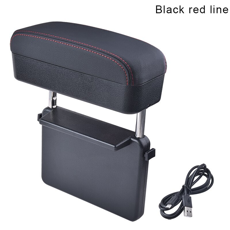 Universal Car Armrest Box Adjustable Elbow Support Auto Center Console Auto Seat Gap Organizer: Black red line