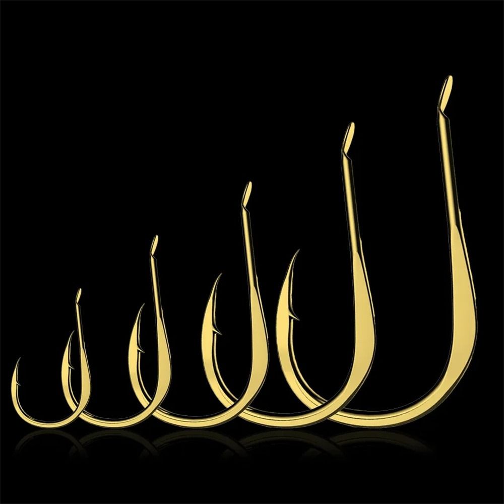 20Pcs/Pack Fishing Hooks High Carbon Steel Golden Single Fishhooks Jig Barbed Hook Carp Sea Fishing Accessorie Tackle