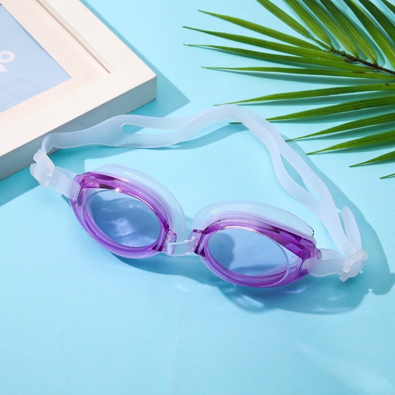 Boxed Diving Swimming Goggles Kids Adult Adujstable Belt Swimming Goggle Earplugs Set Silicone Swim Pool Competition Anti-Fog HD: Purple boxed