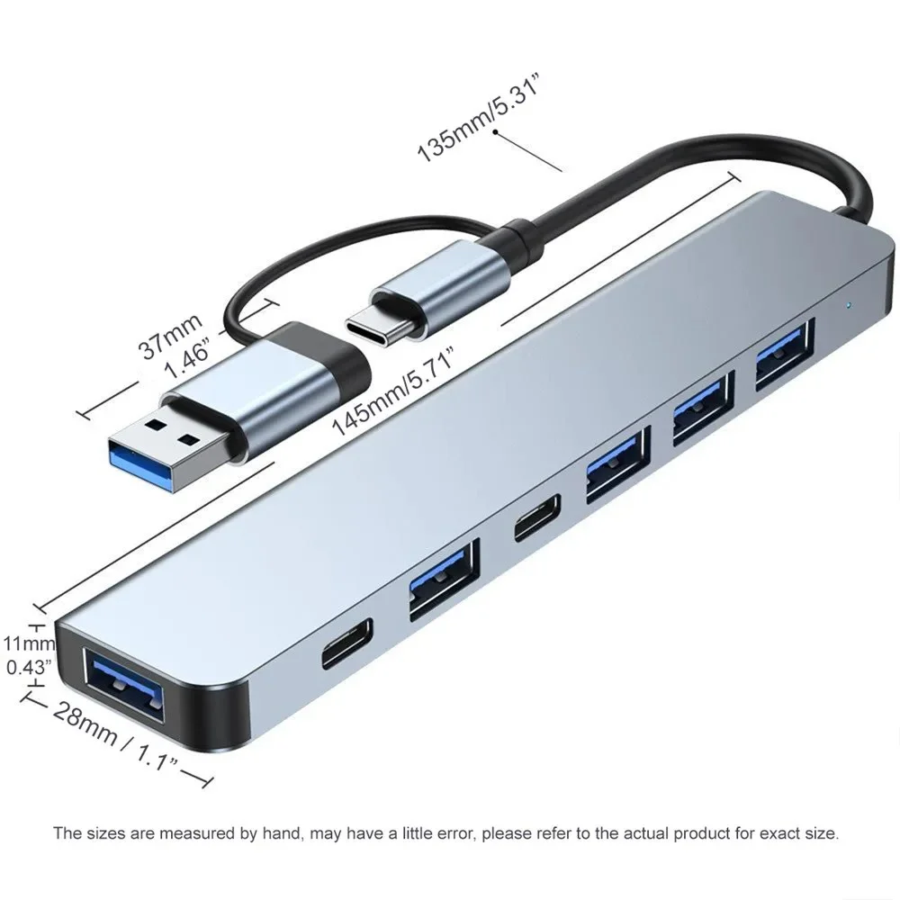 7 Häfen USB A C Hub Konzentrator 3.0 2.0 Typ Multi-Adapter Multi-Hub Dock Splitter Laptop PC Computer Erweiterung Zubehör