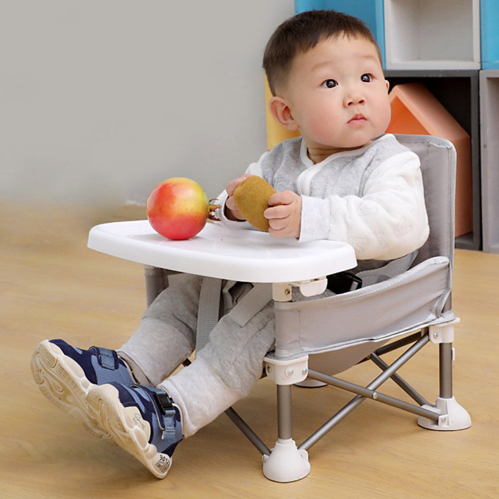 Børn spisebordsstol aluminiumslegering bærbar foldbar strand aftagelig camping baby rejse spiser højstol med bakke græsplæne