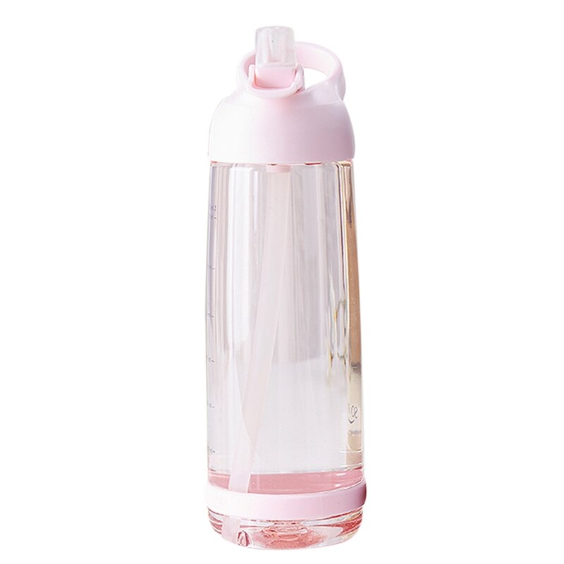 Mode Draagbare Stro Cup Grote Capaciteit Cup Outdoor Sport Water Fles 1000Ml: Pink