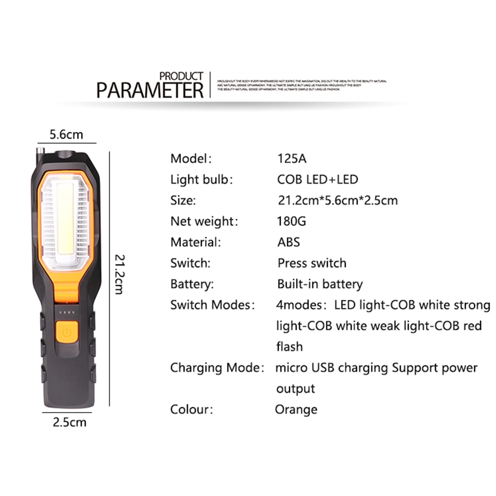 ZK20 COB 4000LM LED Work USB Rechargeable Flexible Magnetic Inspection Lamp Flashlight Emergency Working Light