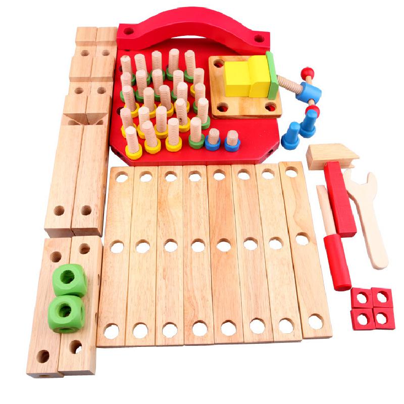 Wooden children's education manual disassembly screw nut Luban tool chair toy multi-functional work chair