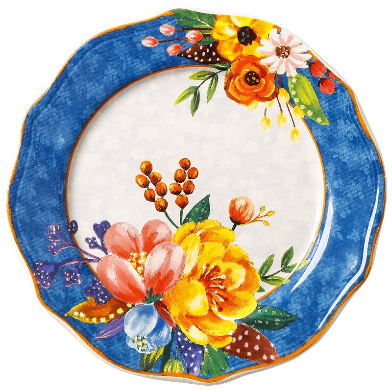 Tableware Ceramic Dinner Plate Set Dish 8 Inch Porcelain Cute Dessert Plate Dinnerware Glazed Chinese Color Western Food Plate