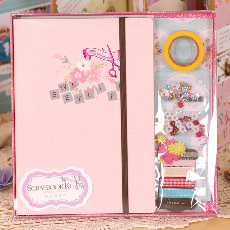 Eno Greeting Paper Photo Album Scrapbook Kit For Girls/Women/Family/Lover,Folding Scrapbook Album