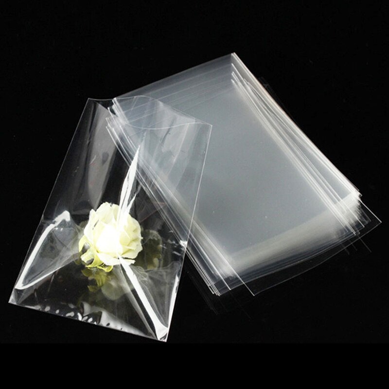 100pcs Small Plastic Envelope Transparent Open Top Plastic Bags for Candy Lollipop Cookie Packaging Wedding Party Opp Bag