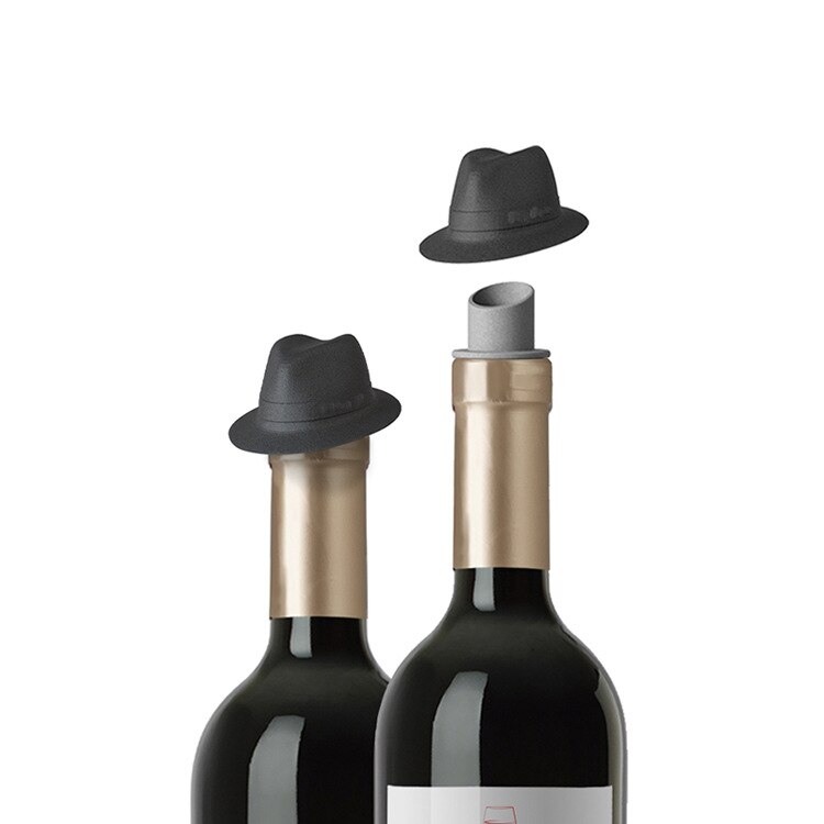 Siliconen Vacuüm Rode Wijn Fles Stopper Stop Sealer Wijn Kurk Plug Jackson Black Top Hat Cowboy Cap Bar Bar Gereedschap lekvrije