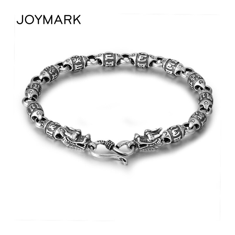 Sechs Wort mantra thailändisch Silber Armbinde Jahrgang 925 Sterling Silber Schmuck Luxus Doppel Drachen Kopf Armbinde Für Männer TSB516