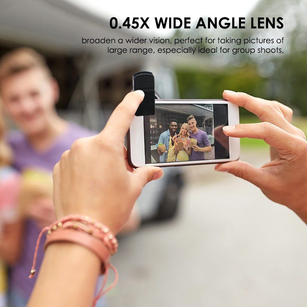 Lente gran angular 2 en 1 0.45X, funda de Teléfono Universal Macro para IPhone 12 11 Pro Max XS XR X 8 7 6 6S Plus SE