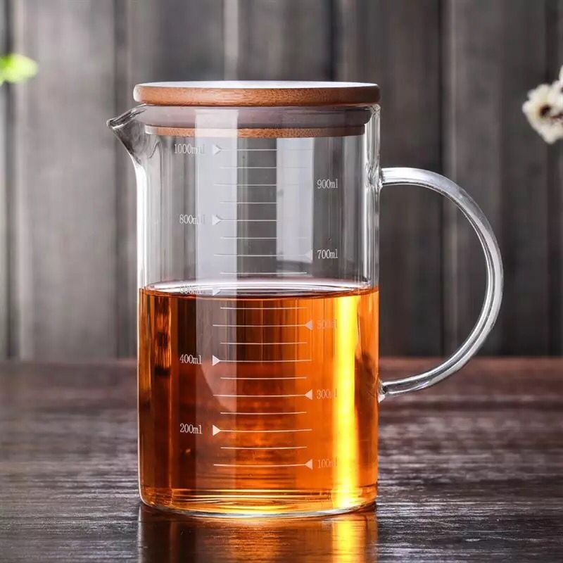 Glass Transparent Measuring Cup Cooking Tools Container Measuring Cup Measuring Liquid Bakeware Kitchen Accessories WY80303: 1000ML-with Cup lid