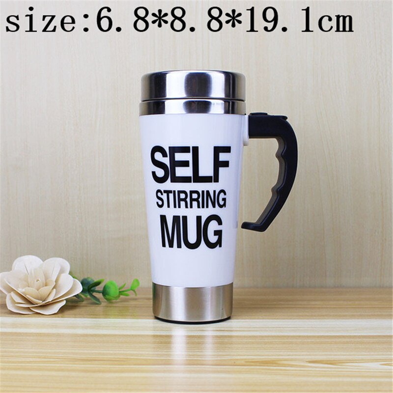 Self Stirrer Mug Automatic Double Coffee Milk Mixing Mugs Stainless Steel Thermal Insulated Cup Smart Electric Shaker Juice Cup: White