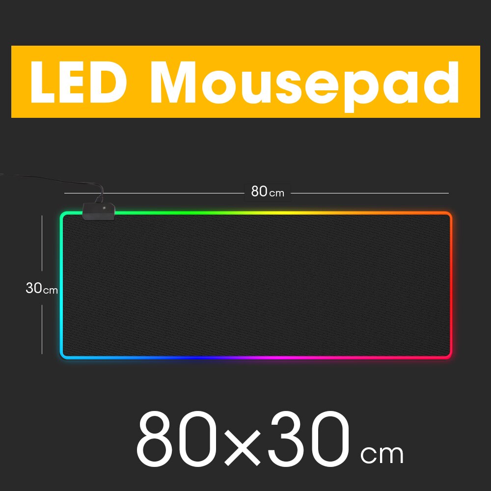 LED Light Gaming Mouse Pad RGB Super Soft Large Keyboard Cover Non-Slip Rubber Base Computer Carpet Desk Mat PC Game MousePad: LED 80 x 30 cm