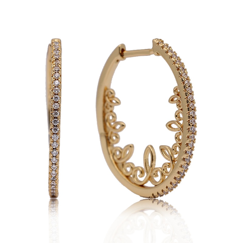 PATAYA Neue Hohle Spitze Kreis Tropfen Ohrringe Frauen Partei Feine Schmuck 585 Rose Gold Weiß Natürliche Zirkon Hochzeit Ohrringe