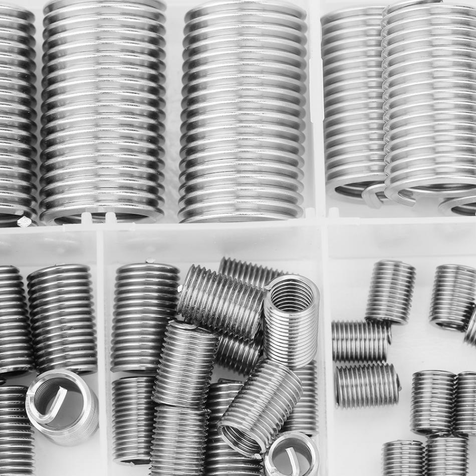 55Pcs M3-M12 Helicoil Thread Sleeve SS304 Stainless Steel Classification Sleeve Set Fastener Rivet Nut Repair Insert Kit