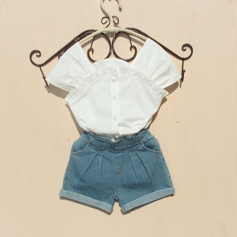 Meisjesblouses zomer kinderkleding tiener schooltopjes katoenen effen rood overhemd kleding voor meisjes schattige kinderblouse