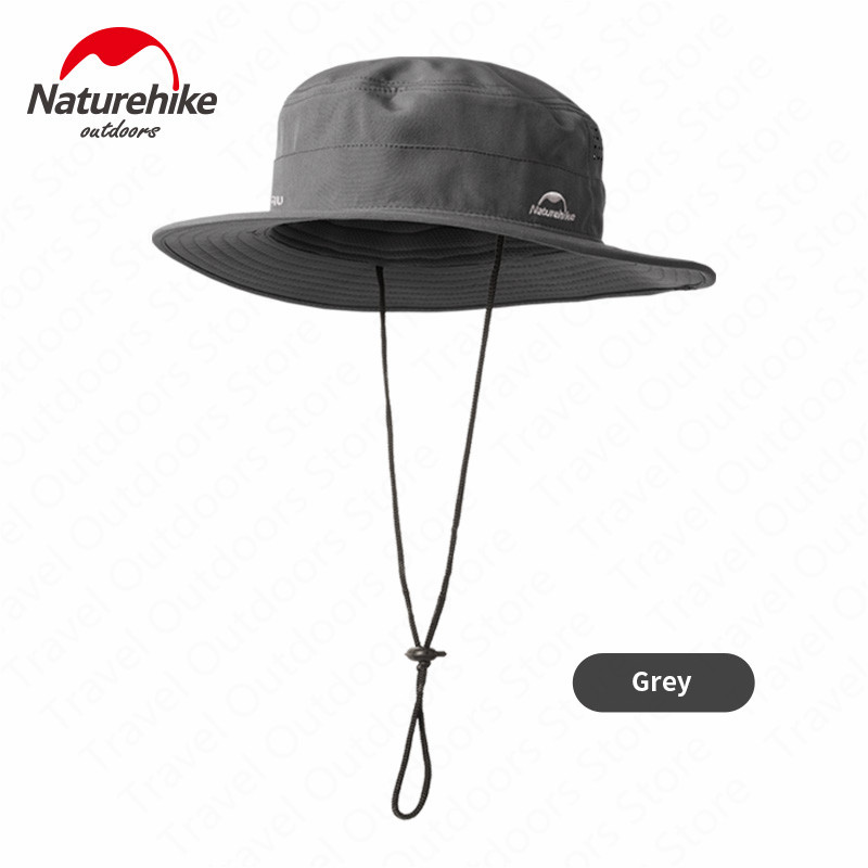 Naturehike Outdoor Hiking Cap Sunscreen Hat Summer Hiking Hat Wide Brim Sunshade Fishing Cap Breathable Quick-dry Lightweight: Grey