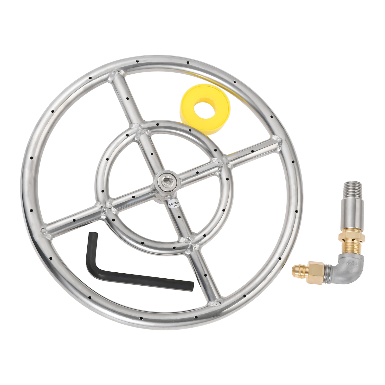 12 zoll Gas Propan Feuerstelle Ring Brenner mit 159K BTU Ventil 2-Ringe für Gas/Propan/NG Feuer Grube 304 Edelstahl Ersatz