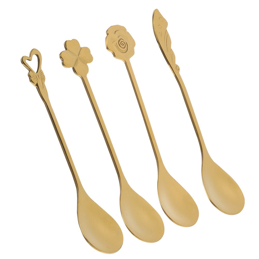 1 Set/4pcs Stainless Steel Teaspoon Coffee Spoon Kitchen Accessories: Golden