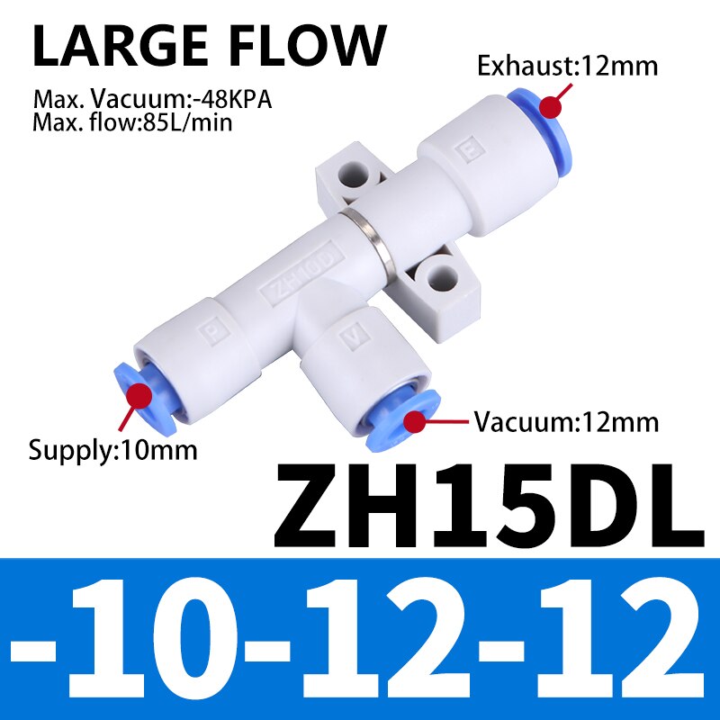 Pneumatic Vacuum Generator ZH05DS ZH05DL ZH07DS-06-06-06 ZH10DL ZH10DS-06-06 ZH13DS-08-10 ZH20D-12-16 01-01-01 Pressure Ejector: ZH15DL-10-12-12