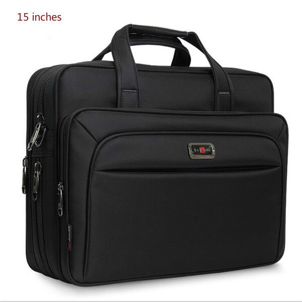 Business Mannen Aktetas Hoge Capaciteit Mannen Enkele Schoudertassen 14 "15" 16 "Laptop Tas vrouwen Werken Bestanden Office Pakket: 15 inches Black