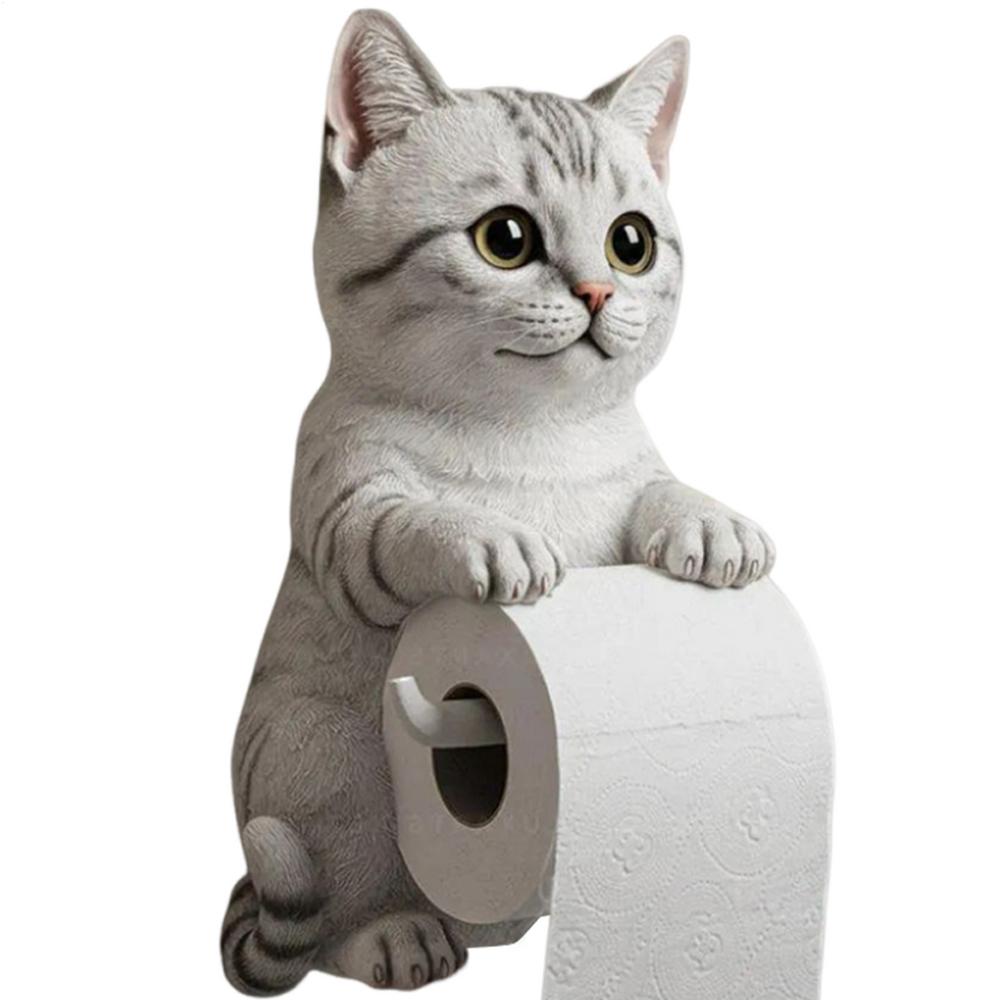 Toiletpapirholder til katte harpiks vægmonteret badeværelse toiletpapirholder køkkenrulleholder sød dispenser værelsesindretning: Marine blå