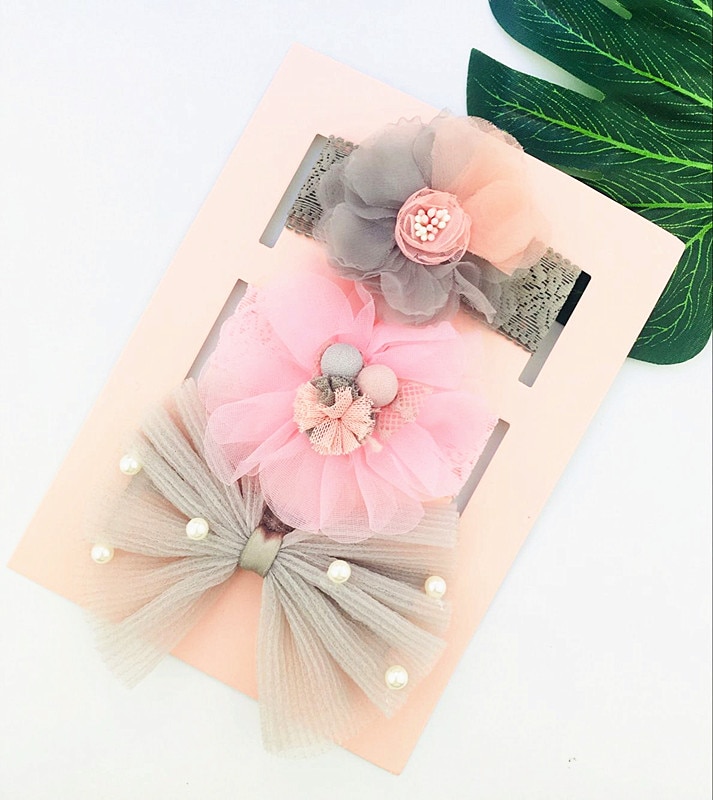3 Stks/partij Baby Meisje Hoofdband Elastische Hoofddeksels Bloemen Strik Haar Accessoires Voor Baby Meisje Verjaardagsfeestje