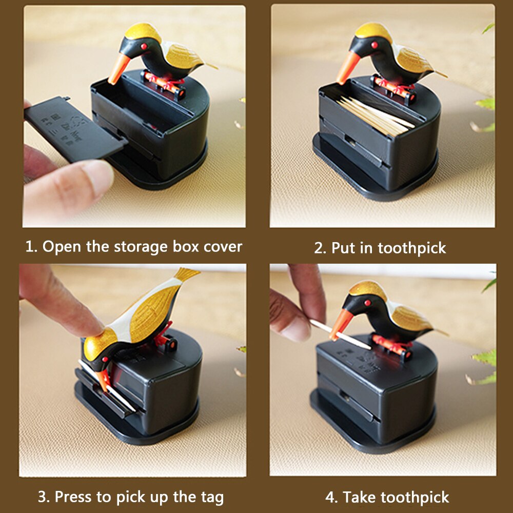 Kleine Vogel Tandenstoker Doos Keuken Automatische Push-Type Huishoudelijke Tandenstoker Houder Dier Restaurant Tandenstoker Houder