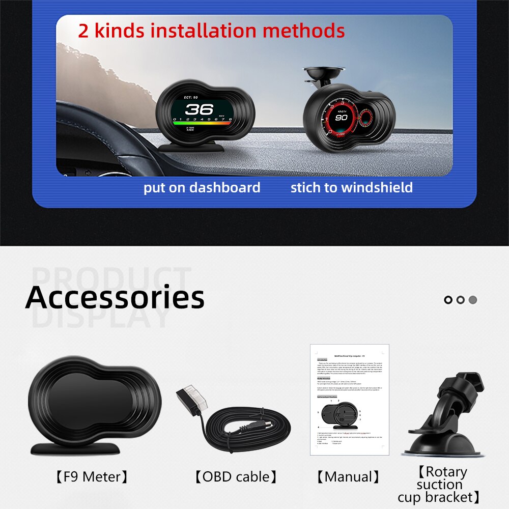 Bil hud obd 2 automatisk fordonsdator hastighetsövervakning med acceleration turbo larm head up display digital mätare biltillbehör