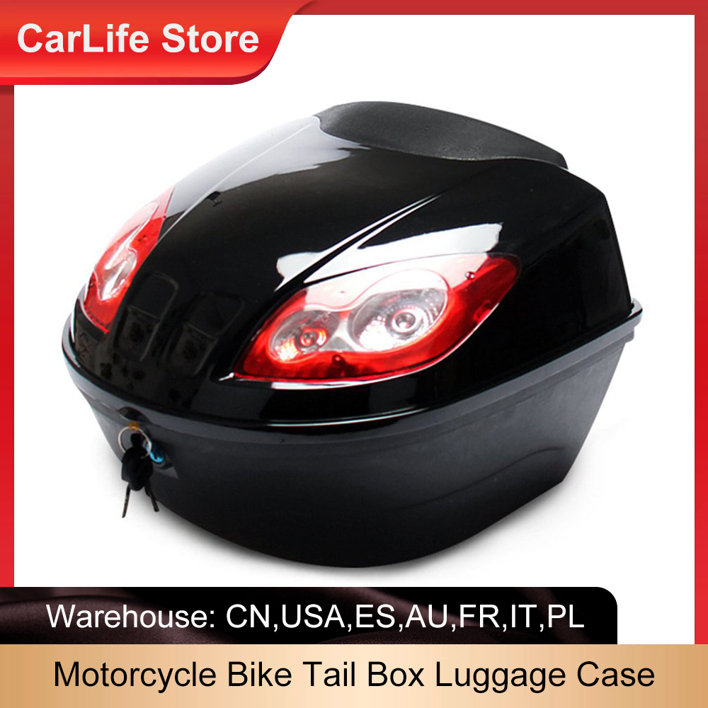 E-Bike Box Electric Scooter Trunk Motorcycle Top Hard Case Helmet Storage Case Tail Box Luggage Case With Reflective Lamp