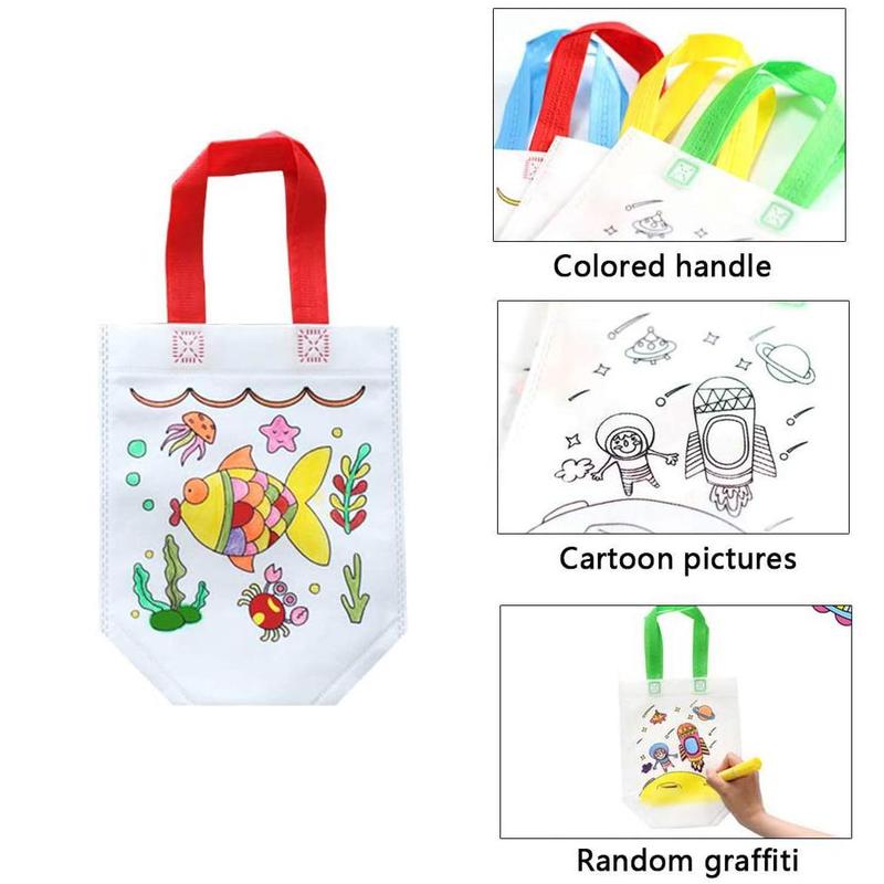 Diy Milieubescherming Graffiti Tas Handgemaakte Voor Kinderen Kleuterschool Puzzels Kinderen Zakken Schilderij Tote U1V5