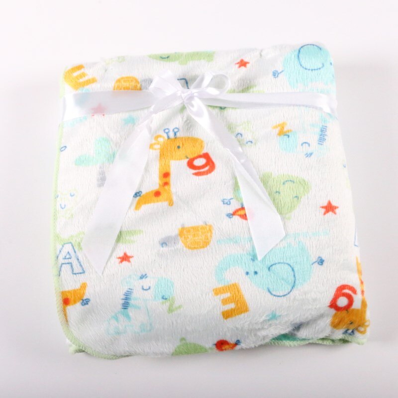 Factory Sales Baby Blanket thicken double layer fleece infant swaddle baby swaddle Microfiber plaid 76*102CM atrq0001: 2greenzoo