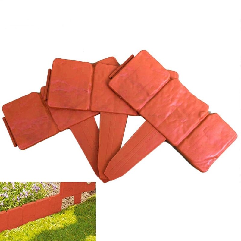 20PCS Plastic Garden Edging Border Stone Effect Lawn Edging Plant Bordering Folding Garden Fence Border Edging DIY Decorative Fi