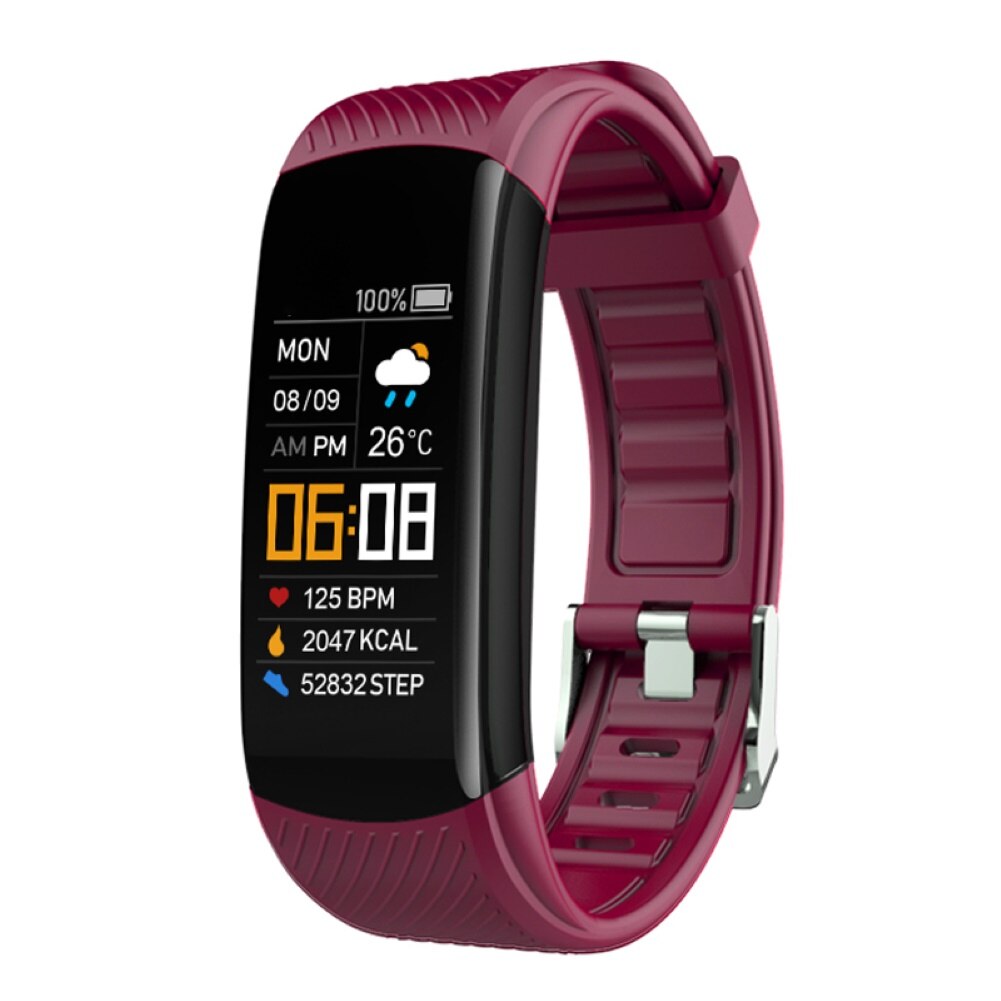 C5S Bluetooth Wasserdicht Herz Rate Schlaf Monitor Fitness Sport Smart Armband: Wine Red