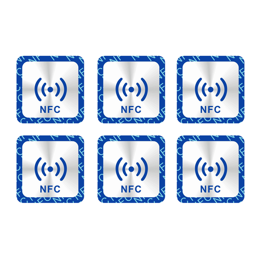 6 st/lot nfc tags klistermärken nfc 213 rfid metallisk självhäftande etikett klistermärke universell etikett nfc 213 tag för alla nfc telefoner
