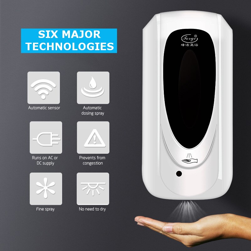 1000ML Touchless Hand Disinfection Machine Automatic Soap Dispenser Wall-mounted Sensor Mist Spray Hand Sanitizer Disinfection