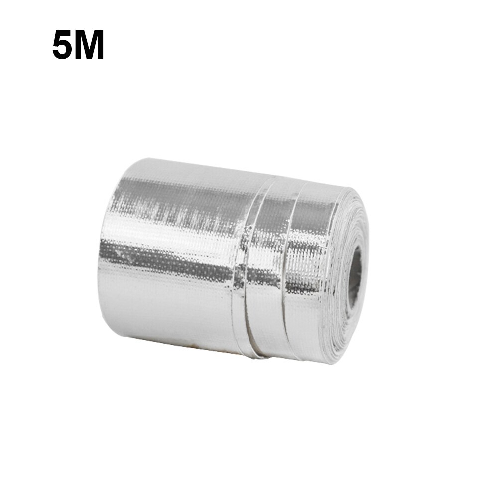En gull bil termisk eksos tape luftinntak varmeisolasjon skjold wrap 50mm reflekterende varmebarriere selvklebende motor 5/10m: Sølv -5m