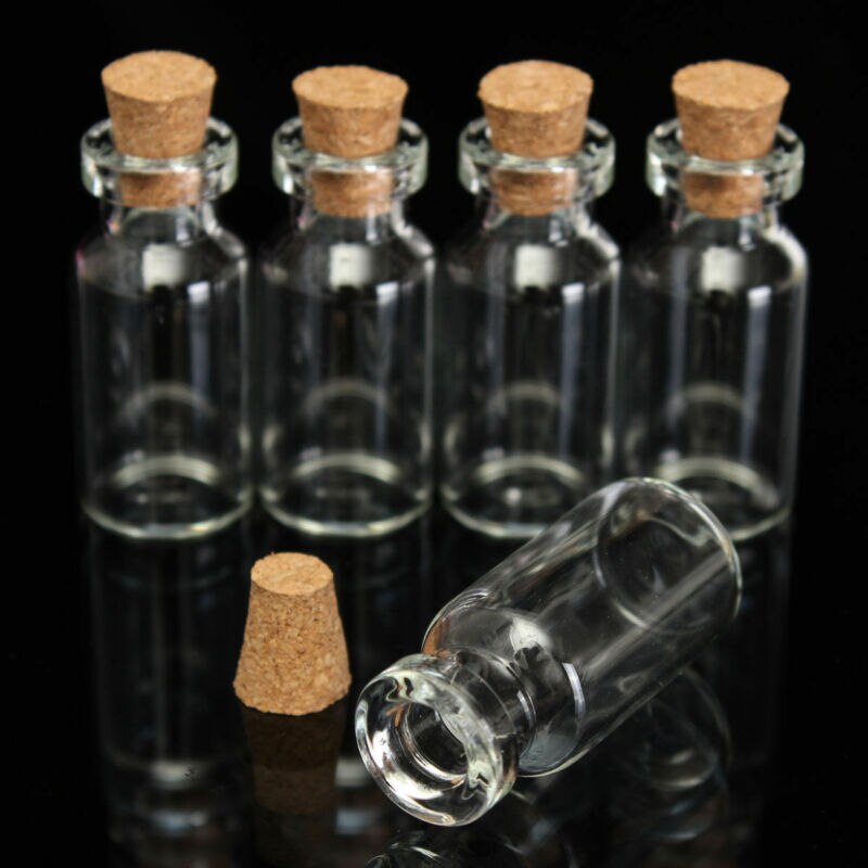 Botella pequeña con tapón de corcho, frasco pequeño de cristal transparente con mensaje de deseos, 16mm x 35mm, mini contenedores de 2ml, 5/10/25 Uds.