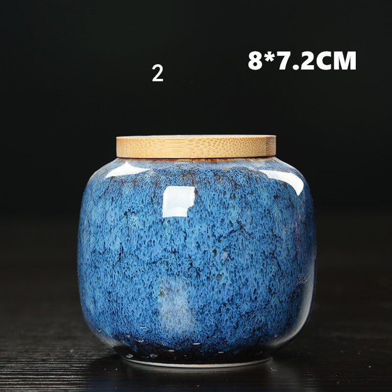 650ml Sealed Ceramic Porcelain Tea Caddy Teaware Pot Kiln To Tea Pot Household Storage Container Tea Container Ceramic Container: S BLUE