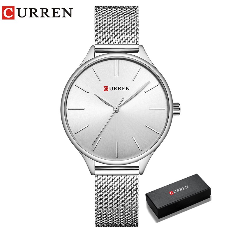 CURREN – montre-Bracelet à Quartz pour femmes, tendance, Style Simple, ,: silver white box