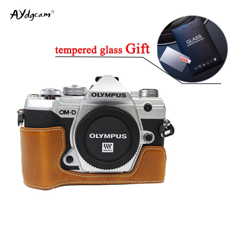 Étui en cuir Pu pour caméra EM5 III, demi-housse de protection pour Olympus, pour amd EM5 III E-M5, Mark III, EP7 E-P7: EM5-III Brown