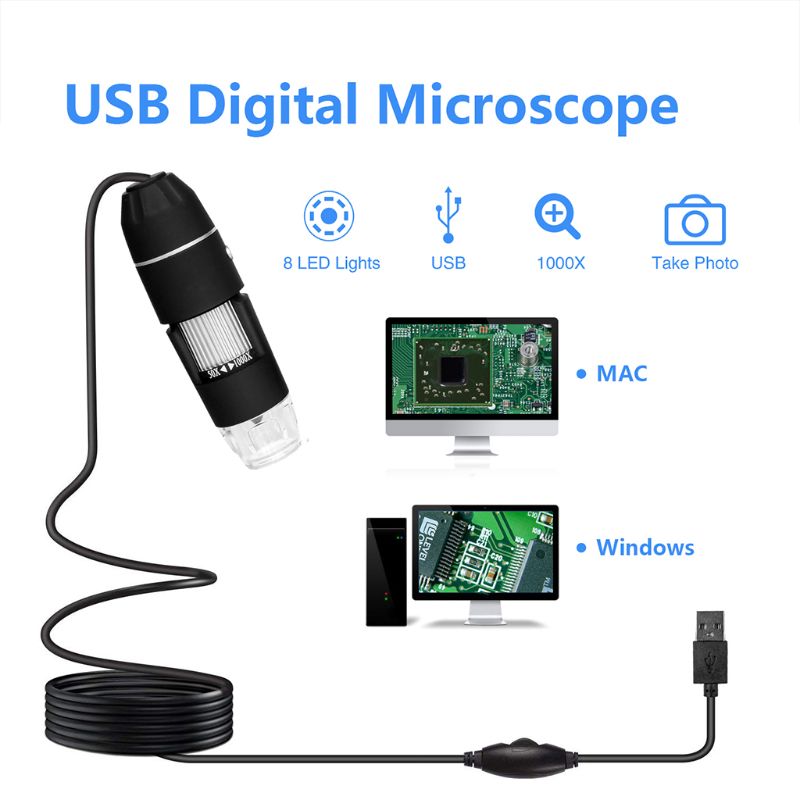 Handheld 1000X Digital USB Microscope 8 Led for phone repair soldering Monocular Magnifier Microscopes