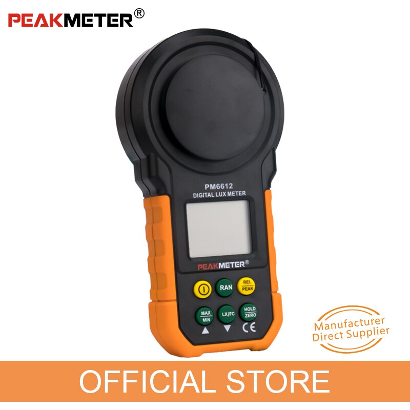 Official PEAKMETER PM6612 Digital Analog Bar Light Lux Meter 200000 lux Handheld Light Meter for Light Measuring