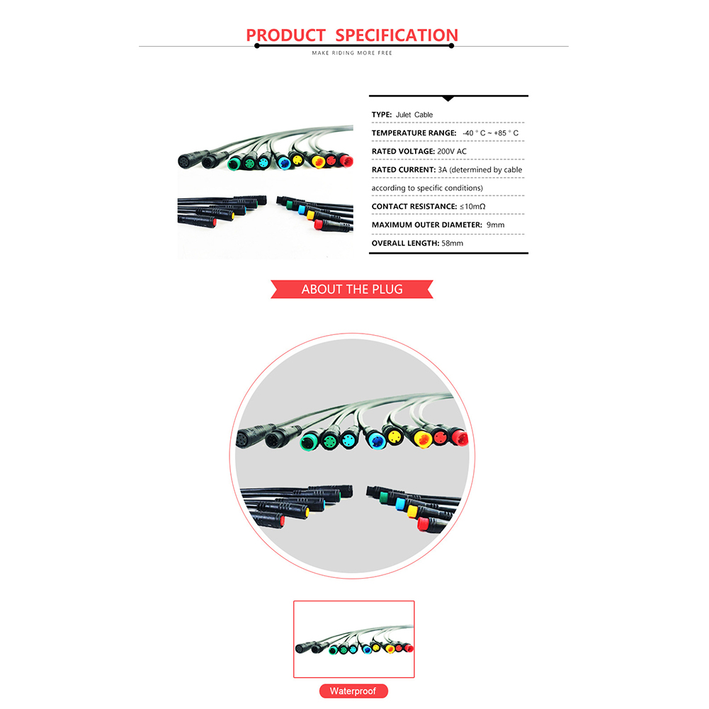 2-6 Pin Vrouwelijke Verlengen Julet Kabel Waterdichte Connector Voor Ebike Display Elektrische Fiets Scooter Signaal Kabel Accessoires